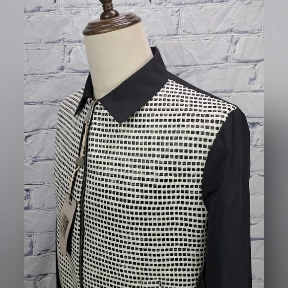 NWT Alessandro Dell'acqua Full Zip Jacket Fashion Woven Black Large / 50 - Picture 3 of 16